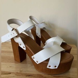 White platform heels